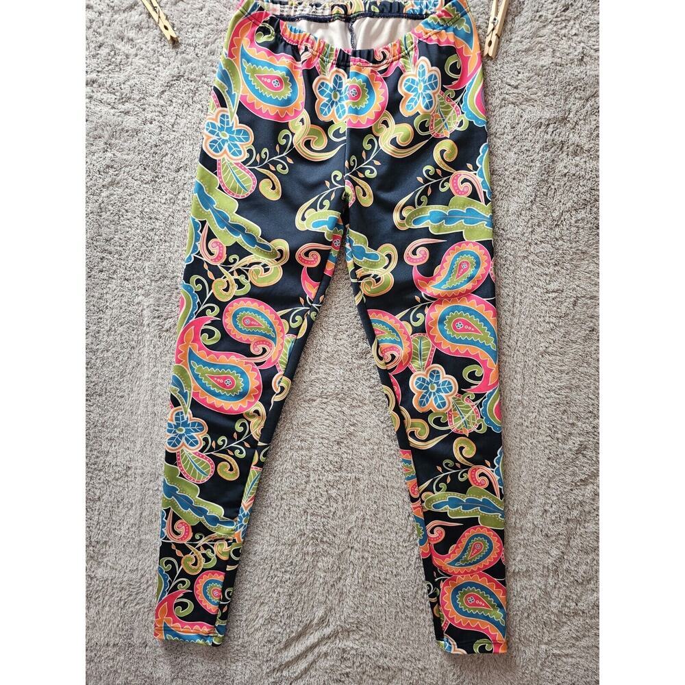 LOLLY WOLLY DOODLE‎ Womens Pink Teal Green Paisley Print Leggings Fun Small S